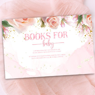 Cute Girls Floral Pink Books for Baby Enclosure Card