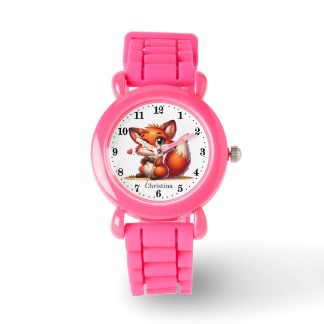 Cute girls fox lovers add name watch (Front)