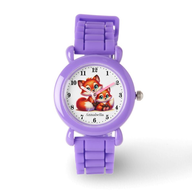 Cute girls fox lovers add name  watch (Front)