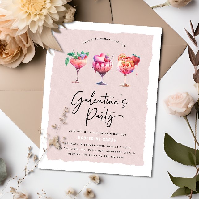 Cute Girls Galentine's Party Valentines Invitation (Creator Uploaded)