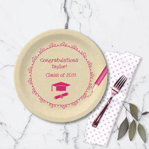 Cute Girls Graduation Party Paper Plate