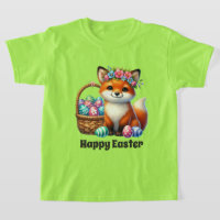 Cute girls Happy Easter fox 