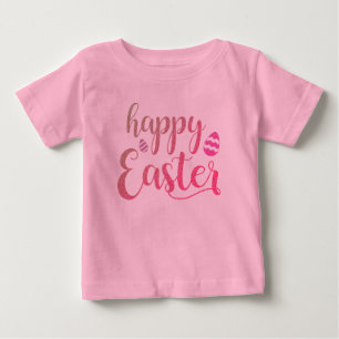 Cute Girls Happy Easter Pink Glitter Baby T-Shirt