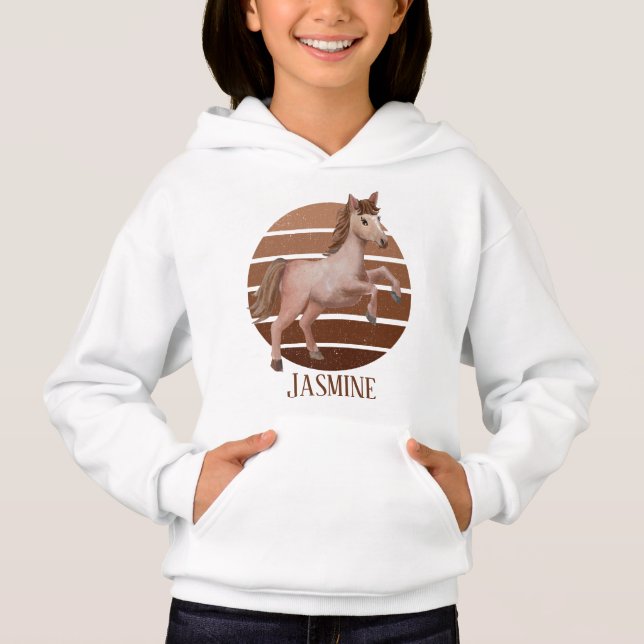 cute girls horse lovers add name Hoodie (Front)