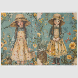 Cute Girls In Garden Tissue Paper