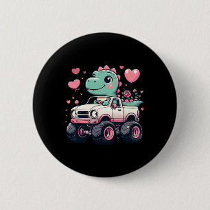 Cute Girls Kids Valentines Day Dinosaur Riding Mon 6 Cm Round Badge