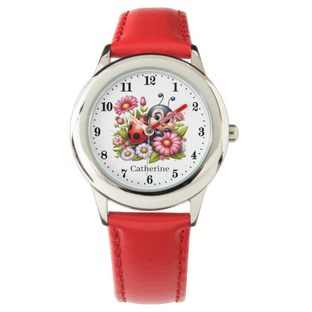 Cute girls ladybug lovers add name  watch (Front)