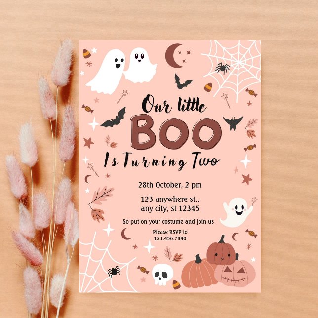 Cute Girls Little Boo Halloween Birthday Any Year Invitation (Creator Uploaded)