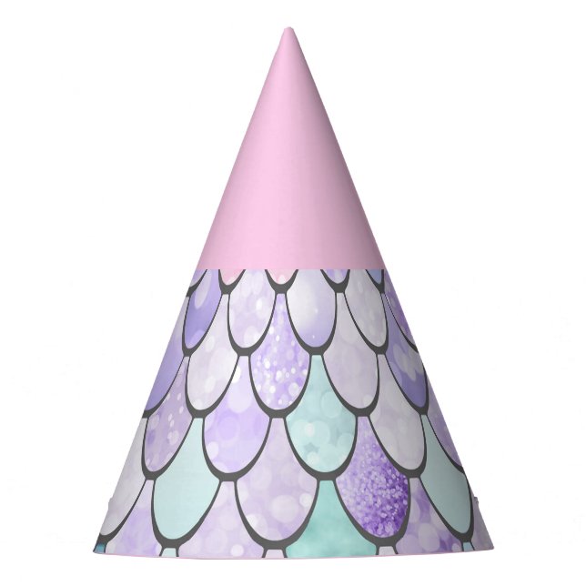 Cute Girls Mermaid Birthday Party Party Hat (Front)