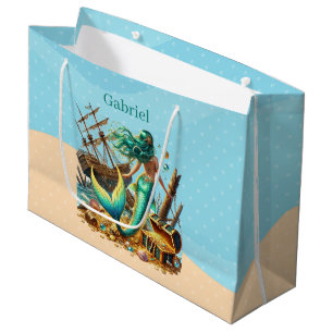 Cute girls mermaid Customisable Large Gift Bag