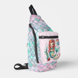 Cute girls mermaid fantasy add name  sling bag