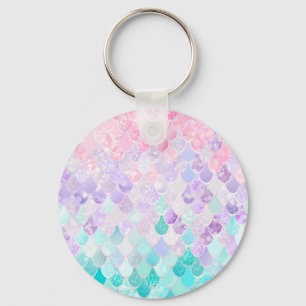Cute Girls Mermaid Key Ring, Pink, Purple, Teal Ring