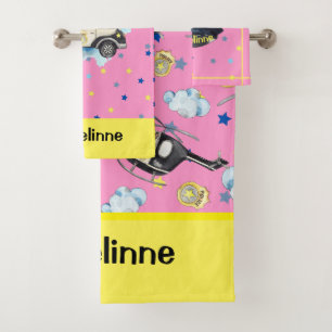 Cute Girls Name Police Theme Bath Towel Set