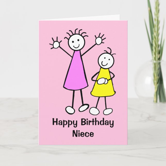 Cute Girls Niece Pink Happy Birthday Card (Front)