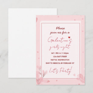 Cute Girls Night Galentine Pink Party Invitation