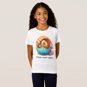 Cute girls ocean seashell fish customisable T-Shirt