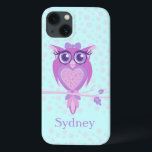 Cute girls owl purple & aqua ipad case<br><div class="desc">Keep your ipad protected with this graphic patterned case. Customise with the name of your choice. Currently reads Sydney. Uniquely designed graphic owl by Sarah Trett.</div>