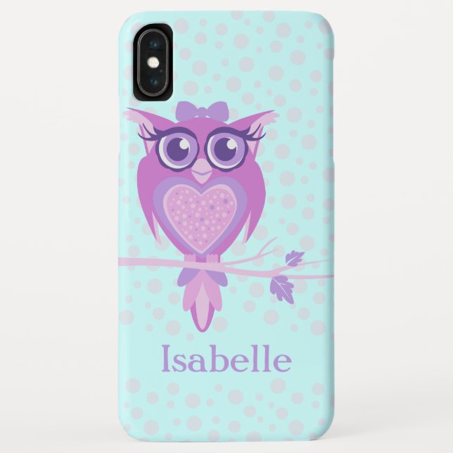 Cute girls owl purple & aqua ipod touch case (Back)