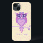 Cute girls owl purple & yellow ipad case<br><div class="desc">Keep your ipad protected with this graphic patterned case. Customise with your name currently reads Frances. Uniquely designed graphic owl by Sarah Trett.</div>