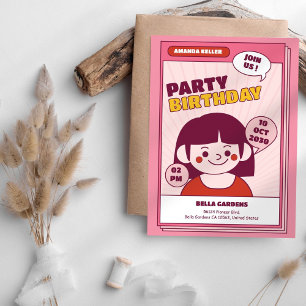 Cute Girls Patry Birthday Invitation