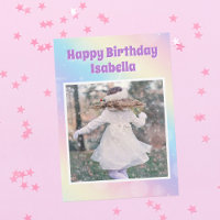 Cute Girls Photo Rainbow Pastel Custom Birthday