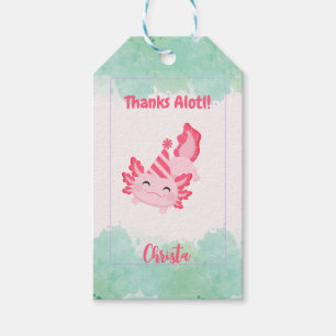 Cute Girls Pink Axolotl 1st Birthday Party Gift Tags