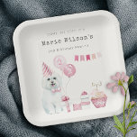 Cute Girls Pink Party Puppy Dog Any Age Birthday Paper Plate<br><div class="desc">For any further customisation or any other matching items,  please feel free to contact me at yellowfebstudio@gmail.com</div>
