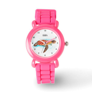Cute Girls Pink Sea Turtle Animal Kids Watch