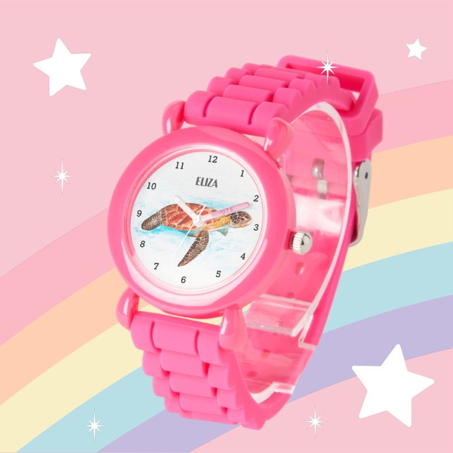 Cute Girls Pink Sea Turtle Animal Kids  Watch (Creator Uploaded)