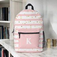 Cute Girl's Pink Stripes and Dots with Monogram