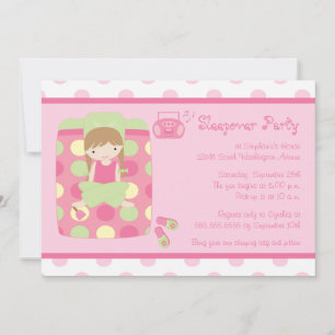 Cute girl's polkadots sleepover party invitation