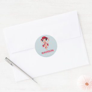 Cute Girls Pool party Name Classic Round Sticker
