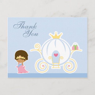Cute girl's princess carriage thank you postcard