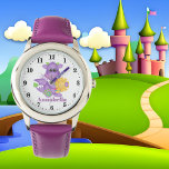 Cute girls purple dragon add name watch<br><div class="desc">design by Kristi W. Designs at www.marlodeedesigns.com</div>