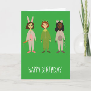 Cute girls pyjama friends birthday theme card