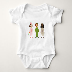 Cute girls pyjama friends theme baby bodysuit