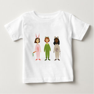 Cute girls pyjama friends theme baby T-Shirt