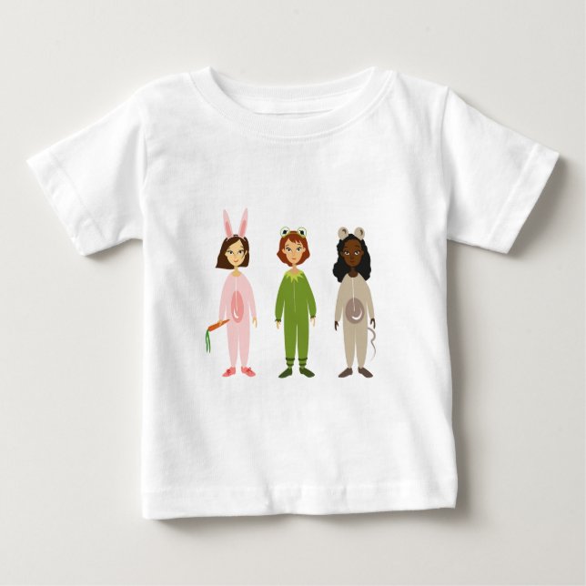 Cute girls pyjama friends theme baby T-Shirt (Front)
