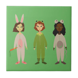 Cute girls pyjama friends theme tile