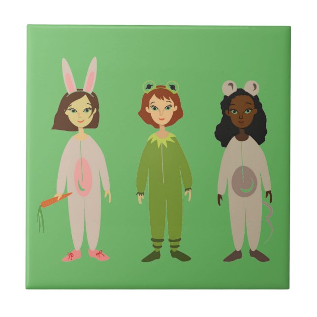 Cute girls pyjama friends theme tile (Front)