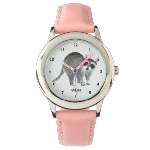 Cute Girls Racoon Animal Kids Wildlife Woodland Watch