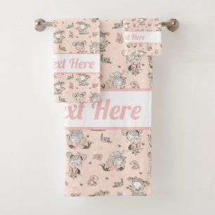 Cute Girls Reading Books Gift Ideas Bath Towel Set