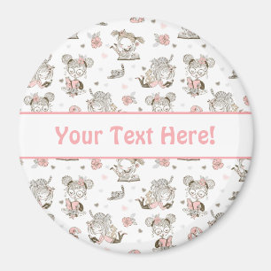 Cute Girls Reading Books Gift Ideas Magnet