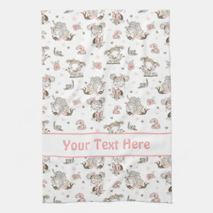 Cute Girls Reading Books Gift Ideas Tea Towel