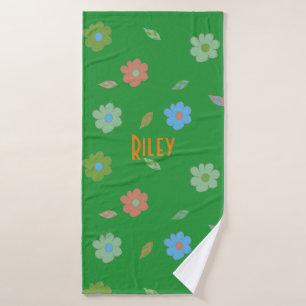 Cute Girls Retro Flower Bath Towel