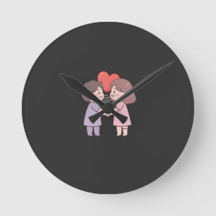 cute girls round clock
