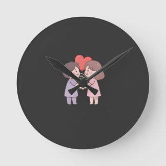 cute girls round clock
