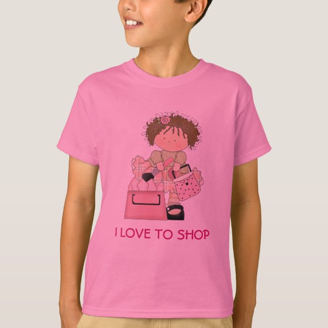 Cute Girl's Shopping T-Shirt (Front)