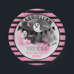 Cute Girls Spooktacular Halloween Birthday Paper Plate<br><div class="desc">Trick or Treat... .Give me something nice to eat! Perfect party decor for a halloween birthday bash featuring cute girly pink and black Halloween illustrations. Simply customise using the template provided. Matching tableware is available in my 'Pop Pink & Black Halloween Collection'.</div>