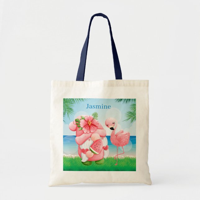 cute girls Summer beach Friends flamingo gnome Tote Bag (Front)